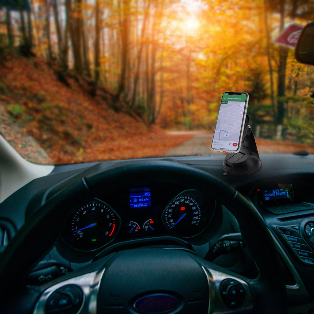 Monster Magnetic Universal Phone Mount with Pivoting Suction Cup Base, 360 degree Windshield or Dashboard