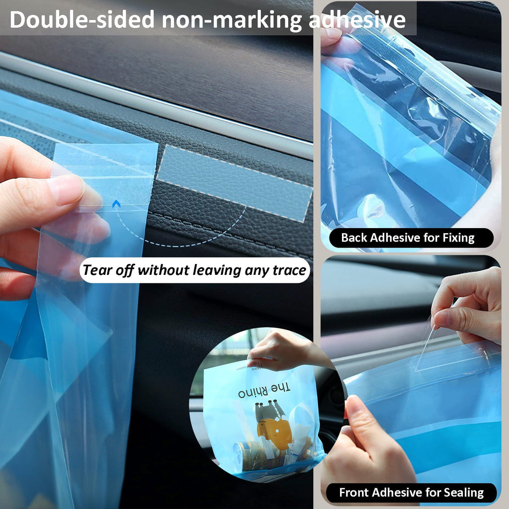 60PCS Car Trash Bags Easy Stick-On Disposable Portable Car Garbage Bags, Waterproof Leak Proof Barf Vomit Bags, Self Adhesive Cleaning Bags for Car, Bedroom, Office, Kitchen