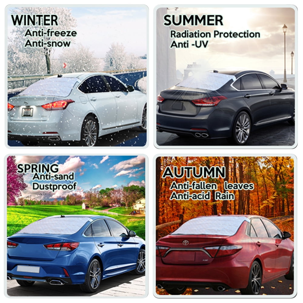 IC ICLOVER Winter Snow Cover & Car Rear Windshield with Magnetic Edge Shade Ice Frost Sun Rain Resistant Waterproof Windproof Dustproof for Outdoor Cars ,Suvs & Vans