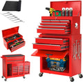 2-IN-1  Tool Chest & Cabinet, Large Capacity 8-Drawer Rolling Tool Box Organizer with Wheels Lockable, Red
