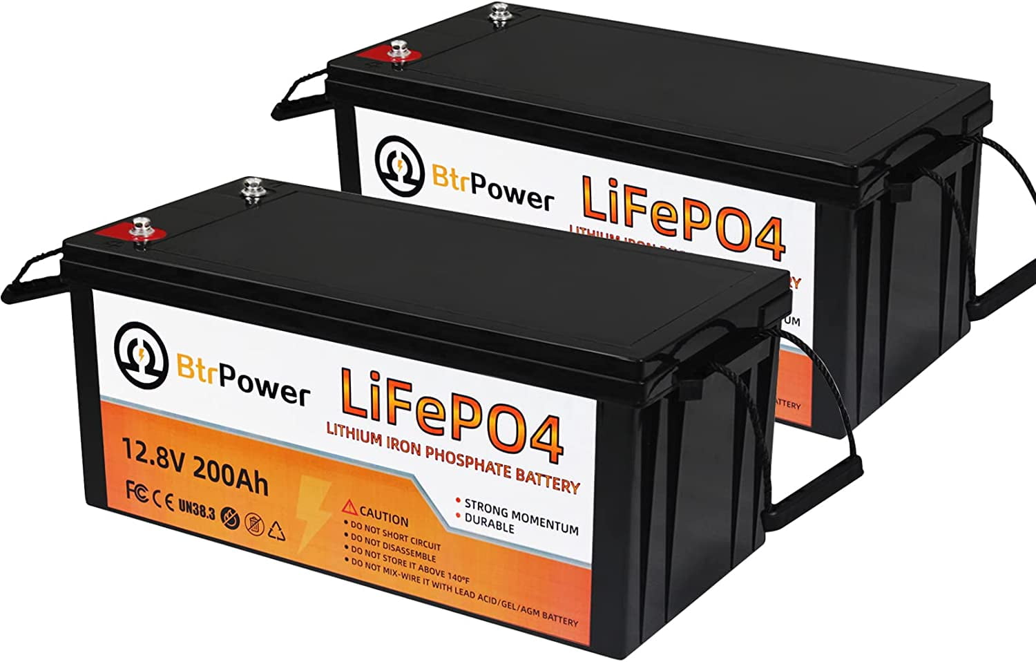2 Pack 12V 200Ah LiFePO4 Lithium Deep Cycle Rechargeable Battery Pack Built-in 100A BMS 5000-7000 Cycles Perfect for RV Solar Marine Overland Off-Grid Application