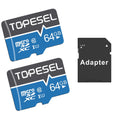 2 Pack 64GB Micro Sd Card with Adapter TOPESEL Micro SDXC TF Card Class 10 UHS-I Memory Cards for Camera Phone Drone Dash Cam Blue