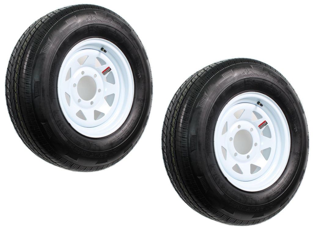2-Pack Radial Trailer Tire On Rim ST225/75R15 15 in. LRD 6 Lug White Spoke Wheel
