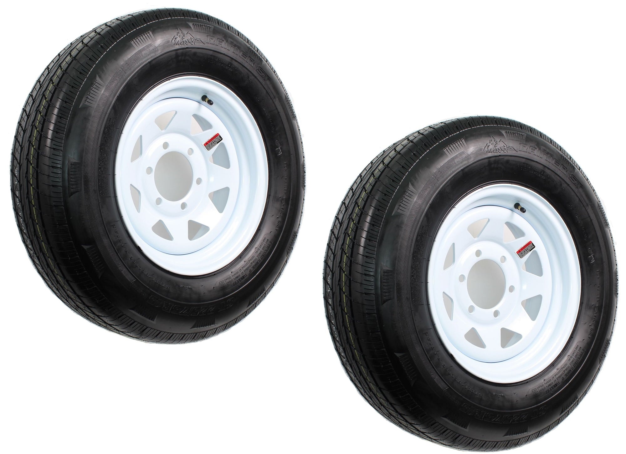 2-Pack Radial Trailer Tire On Rim ST225/75R15 15 in. LRD 6 Lug White Spoke Wheel