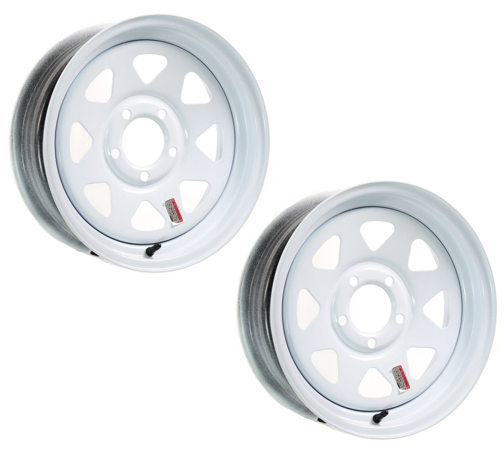 2-Pack eCustomrim Trailer Wheel White Rim 15 x 5 Spoke Style 5 Lug On 4.5 in.