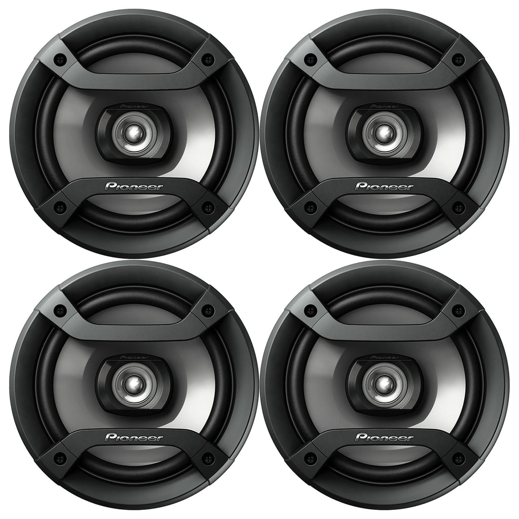2 Pairs (QTY 4) of Pioneer TS-F1634R 6.5" 100 Watt Max Power 2-Way Slim Mount Car Audio Speakers