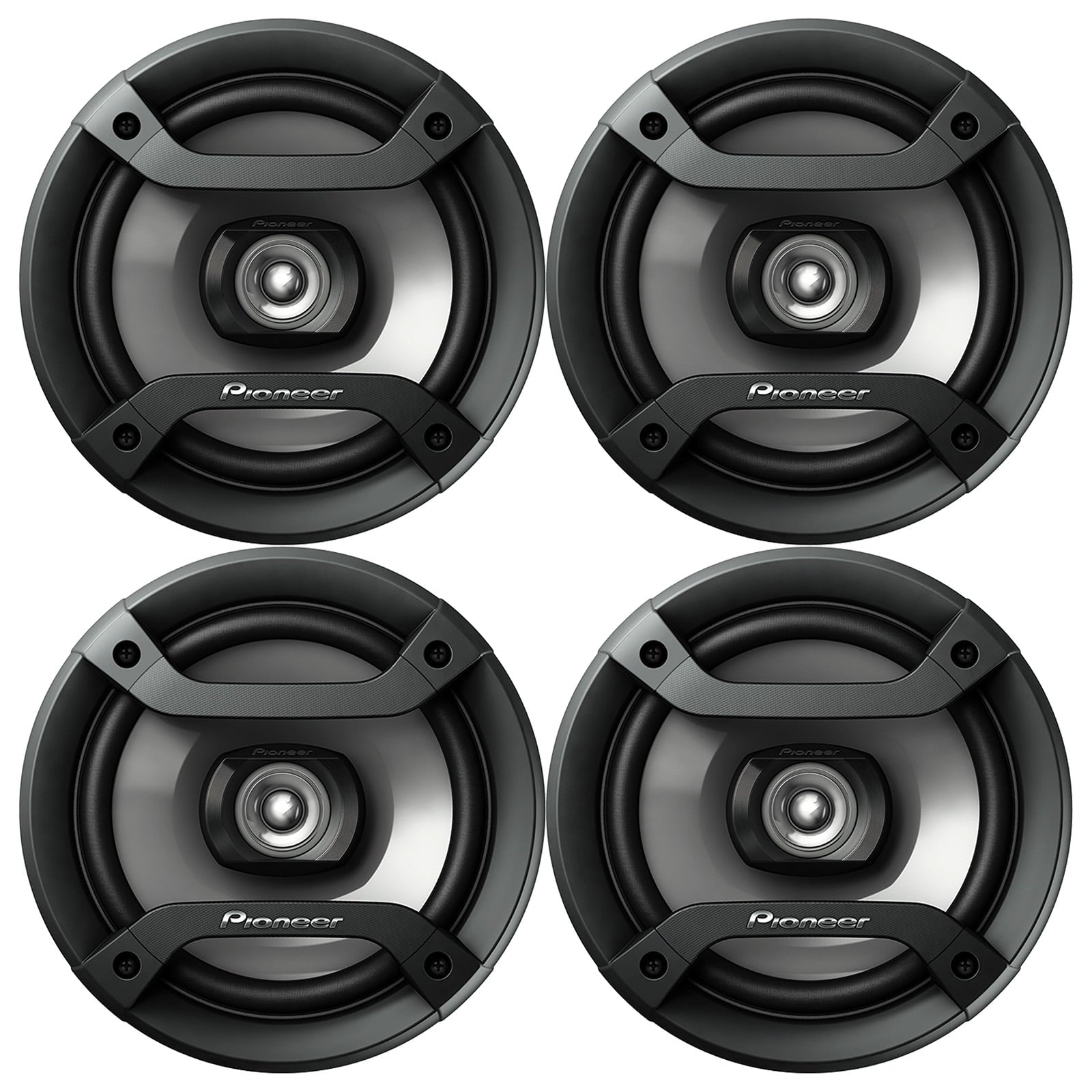2 Pairs (QTY 4) of Pioneer TS-F1634R 6.5" 100 Watt Max Power 2-Way Slim Mount Car Audio Speakers