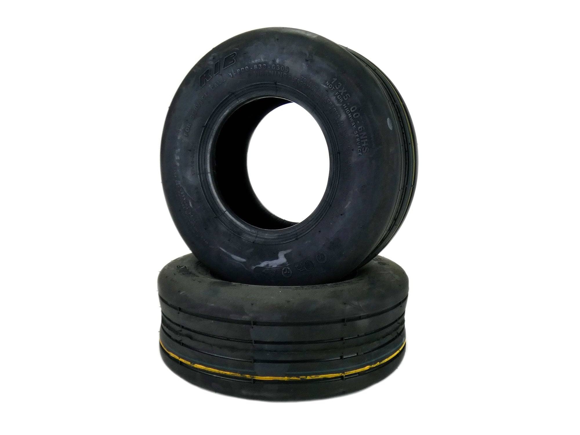 (2) Replacement 13x5.00-6 ribbed lawn mower tires