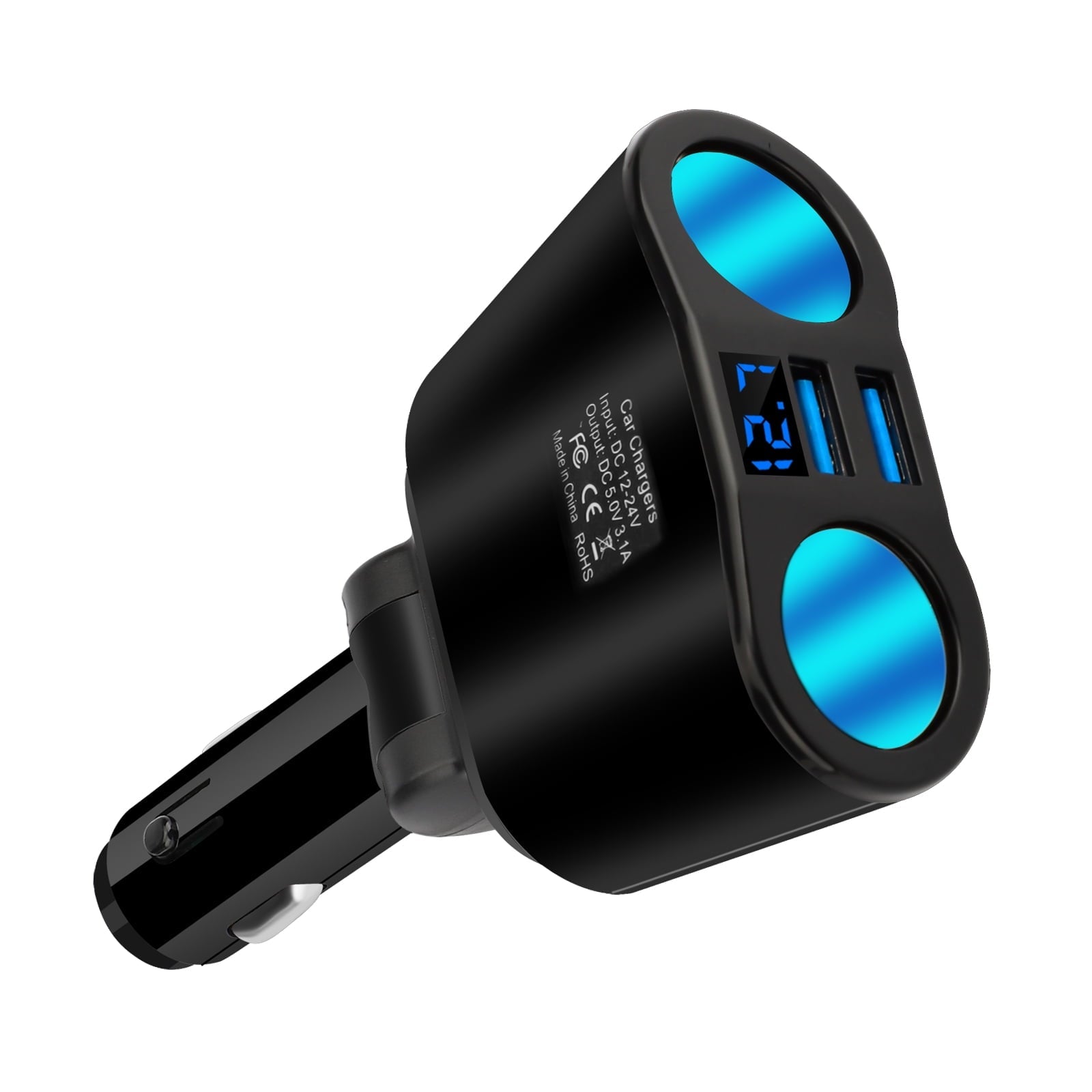2 Socket Cigarette Lighter Splitter, TSV 120W Cigarette Lighter Adapter, Car Charger with Dual USB Ports 3.1A Outport for GPS/Dash Cam/Phone/Pad