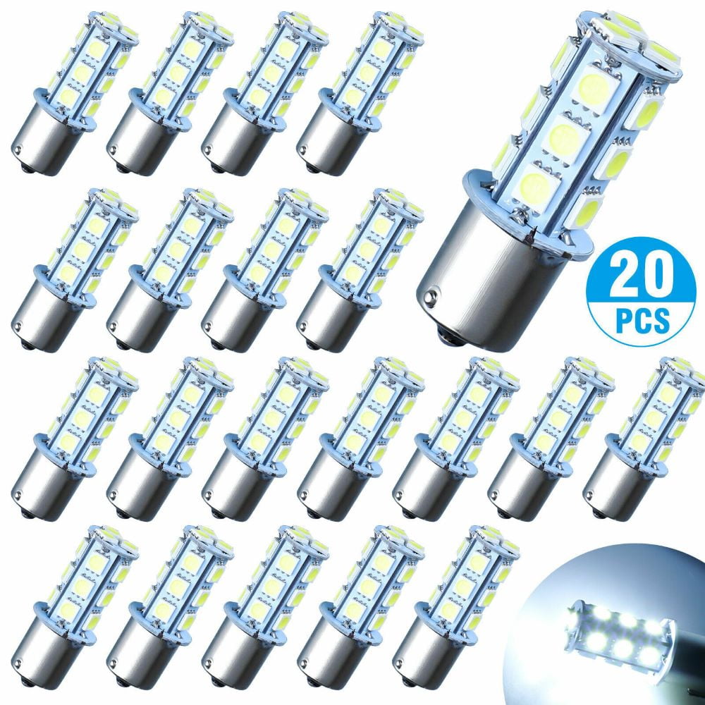 20 Pcs RV Interior LED Light Bulbs, EEEkit BA15S 1156 Bright 7506 1141 1003 13-SMD-5050 6000K, Pure White Replacement Lamps,for Car Rear Turn Signal Lights Interior RV Camper 12V