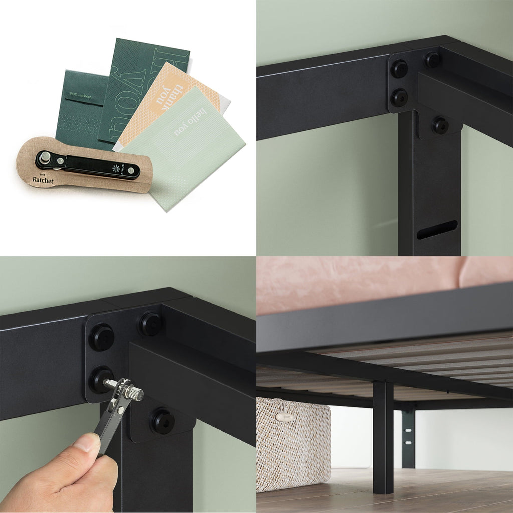 Zinus 14" Mia Black Metal Platform Bed Frame, King