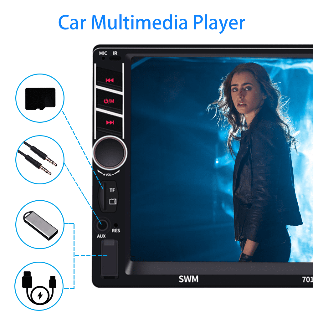 Roinvou Double DIN Car Stereo Compatible with Apple Carplay Android Auto, 7inch Touch Screen Bluetooth Car Radio Support Mirror Link, Backup Camera, Remote Control, USB/FM/TF/AUX
