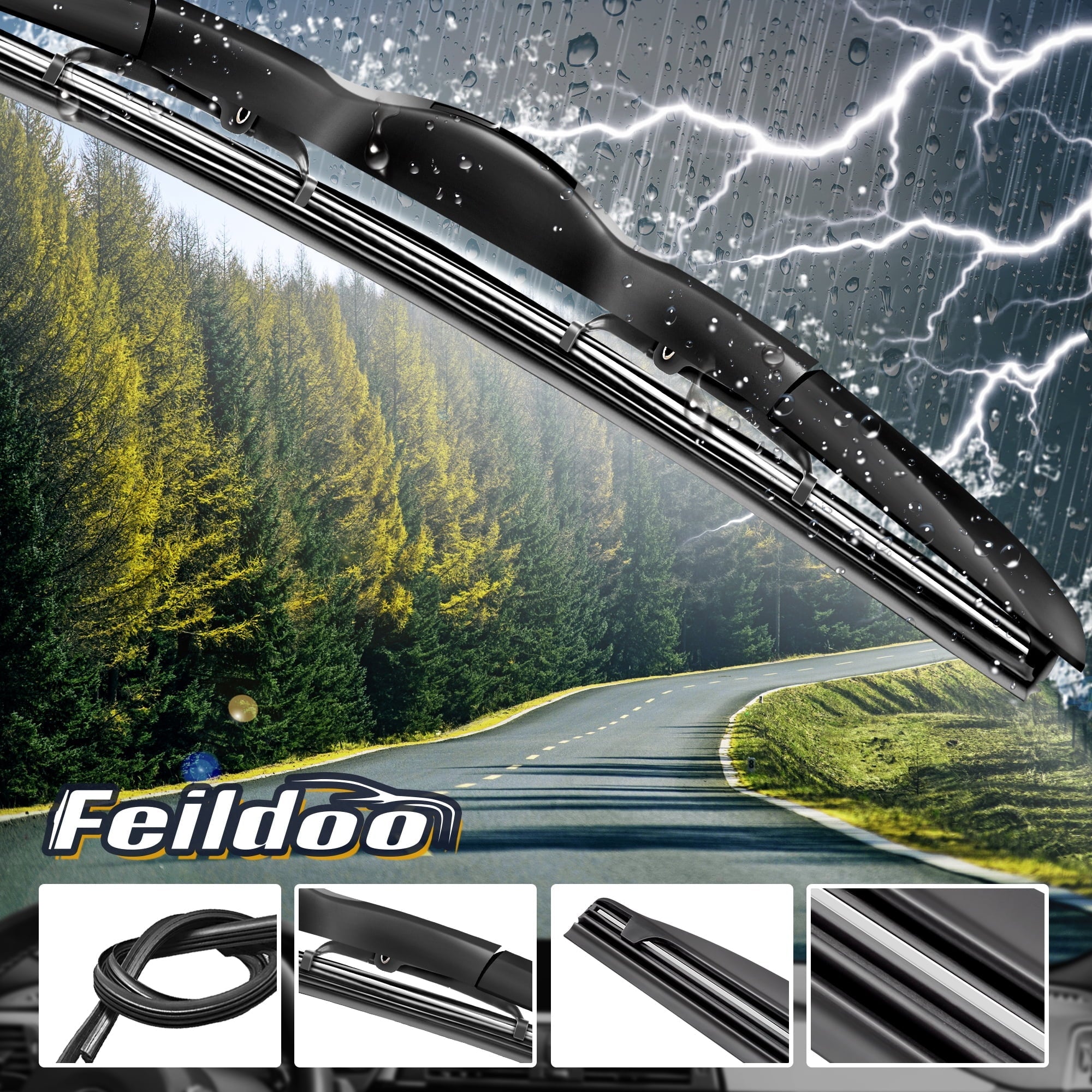 Feildoo 26"&16" Wiper Blades Fit For Hyundai Genesis 2015 26"+16" Front Windshield Wiper, Driver and Passenger, J U HOOK, Set of 2