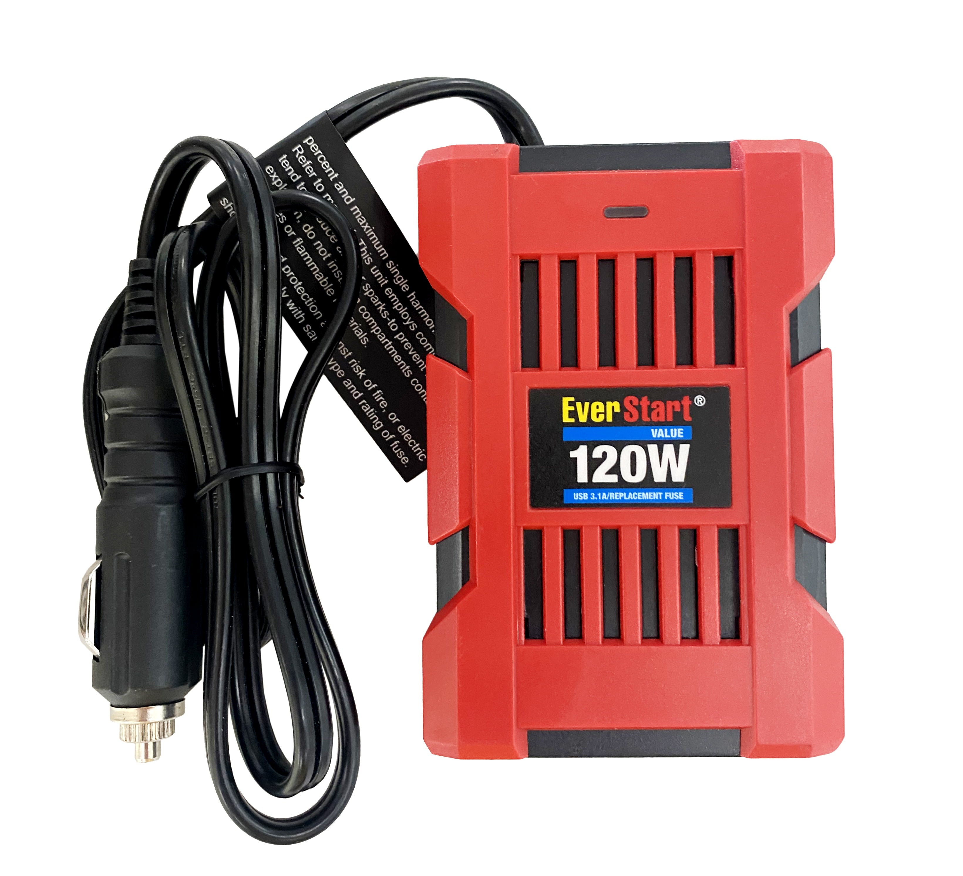 EverStart Portable 120 Watts Slim Inverter with Digital Display, 2 USB Ports and 1 AC Port