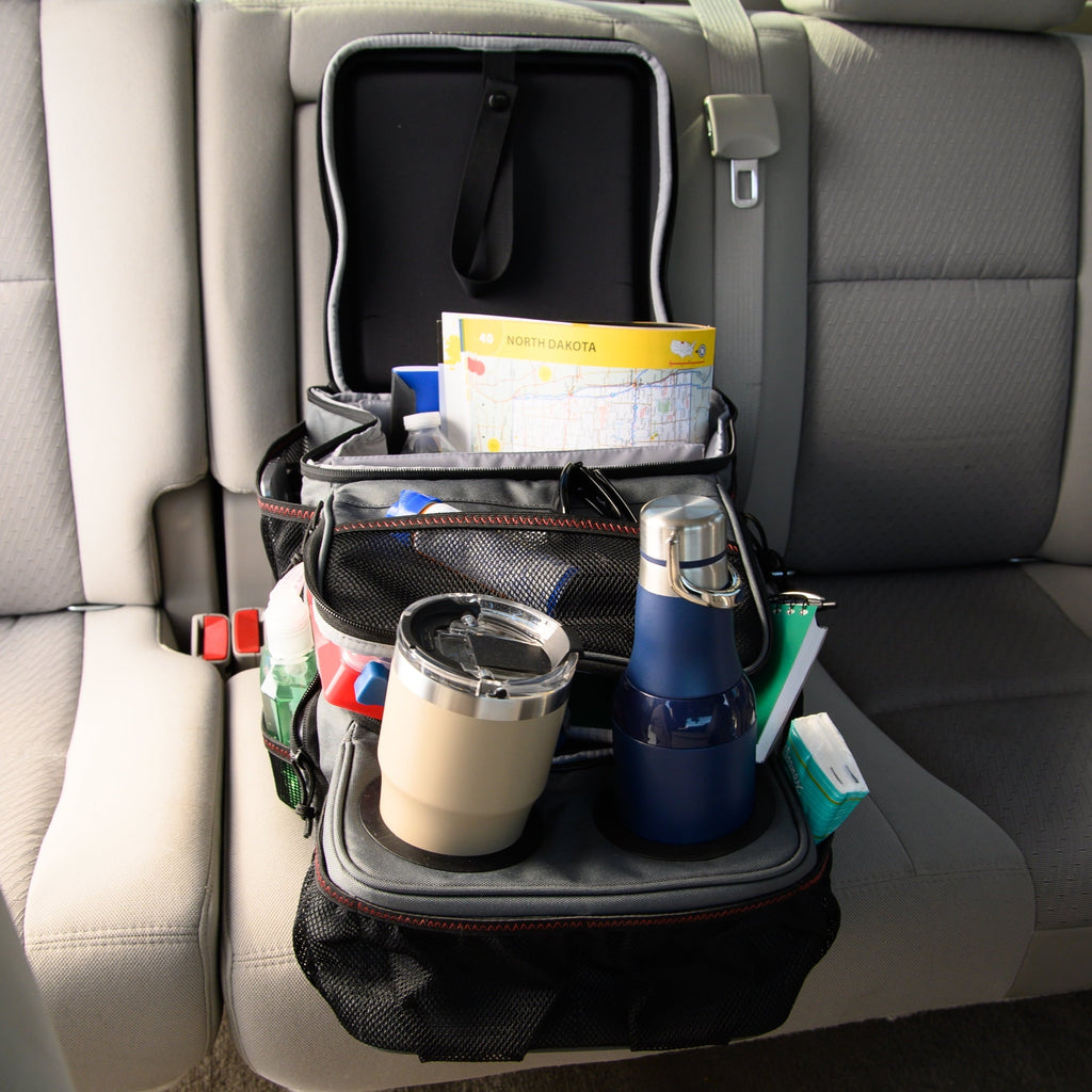 Auto Drive Backseat Organizer with Cup Holders and Storage, Black