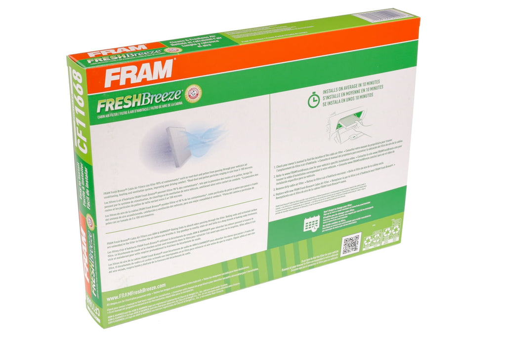 FRAM CF11668, Fresh Breeze Cabin Air Filter with Arm and Hammer Baking Soda, Fits Chrysler Vehicles Fits select: 2011-2023 DODGE CHARGER, 2014-2015 CHRYSLER 300C