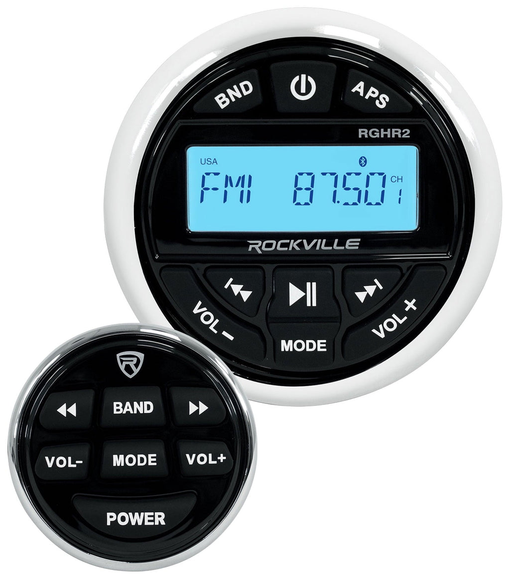 Rockville RGHR2 Marine Bluetooth Receiver+Remote+8" Wakeboards+2Ch Amplifier+Kit