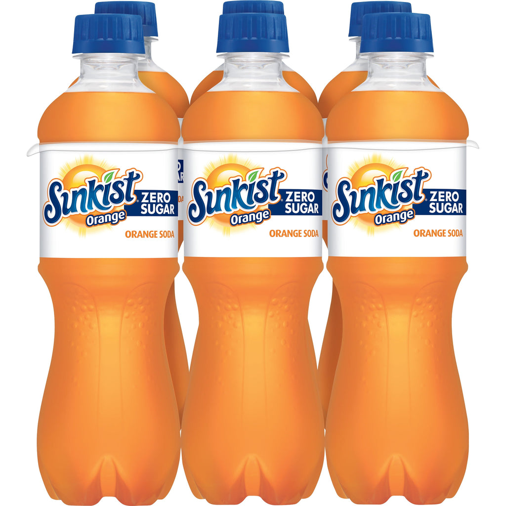 Sunkist Zero Sugar Orange Soda, .5 L bottles, 6 pack