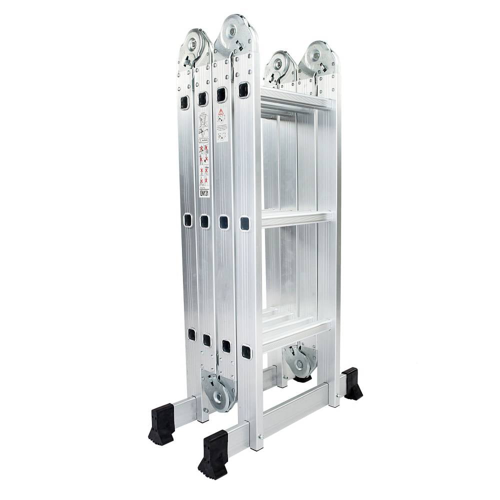 Ktaxon 12.5ft 7 in 1 Multi-Purpose Scaffold Ladder, Folding Aluminium Extension Ladder,  EN 131 Standard, 330lbs Capacity