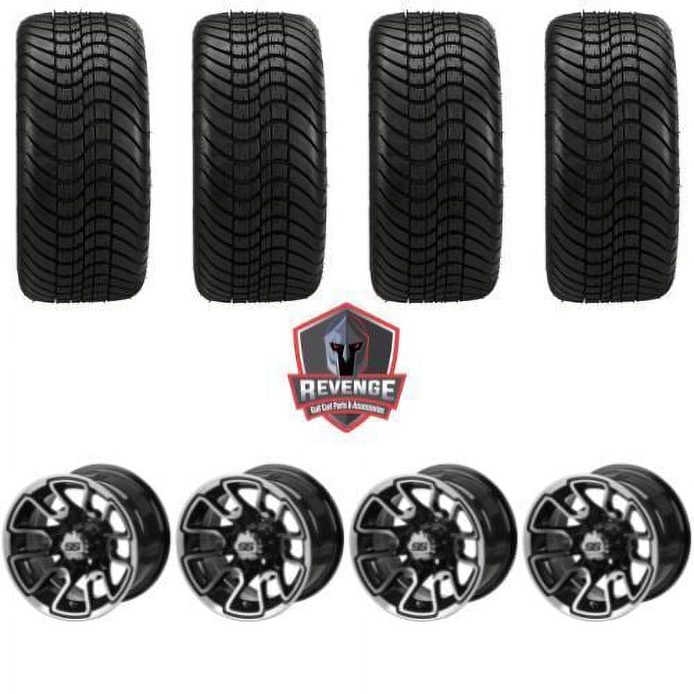 12" Tombstone Machine Black Golf Cart Wheels and Tires Combo 215/35-12 Set of 4