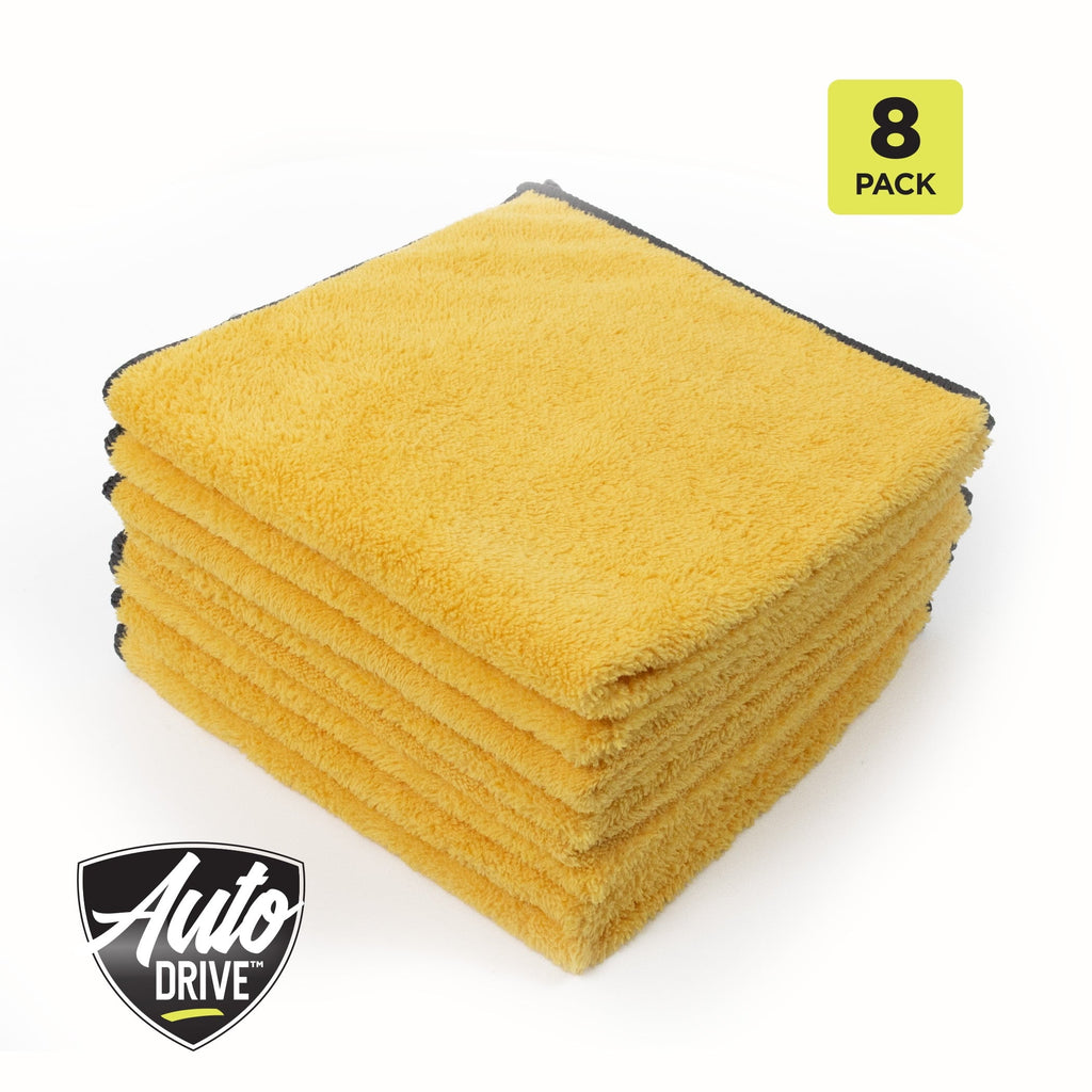 Auto Drive Coral Fleece Multi-Purpose Microfiber Towel, Cleaning, Detailing, 8 Count, Blue & Yellow