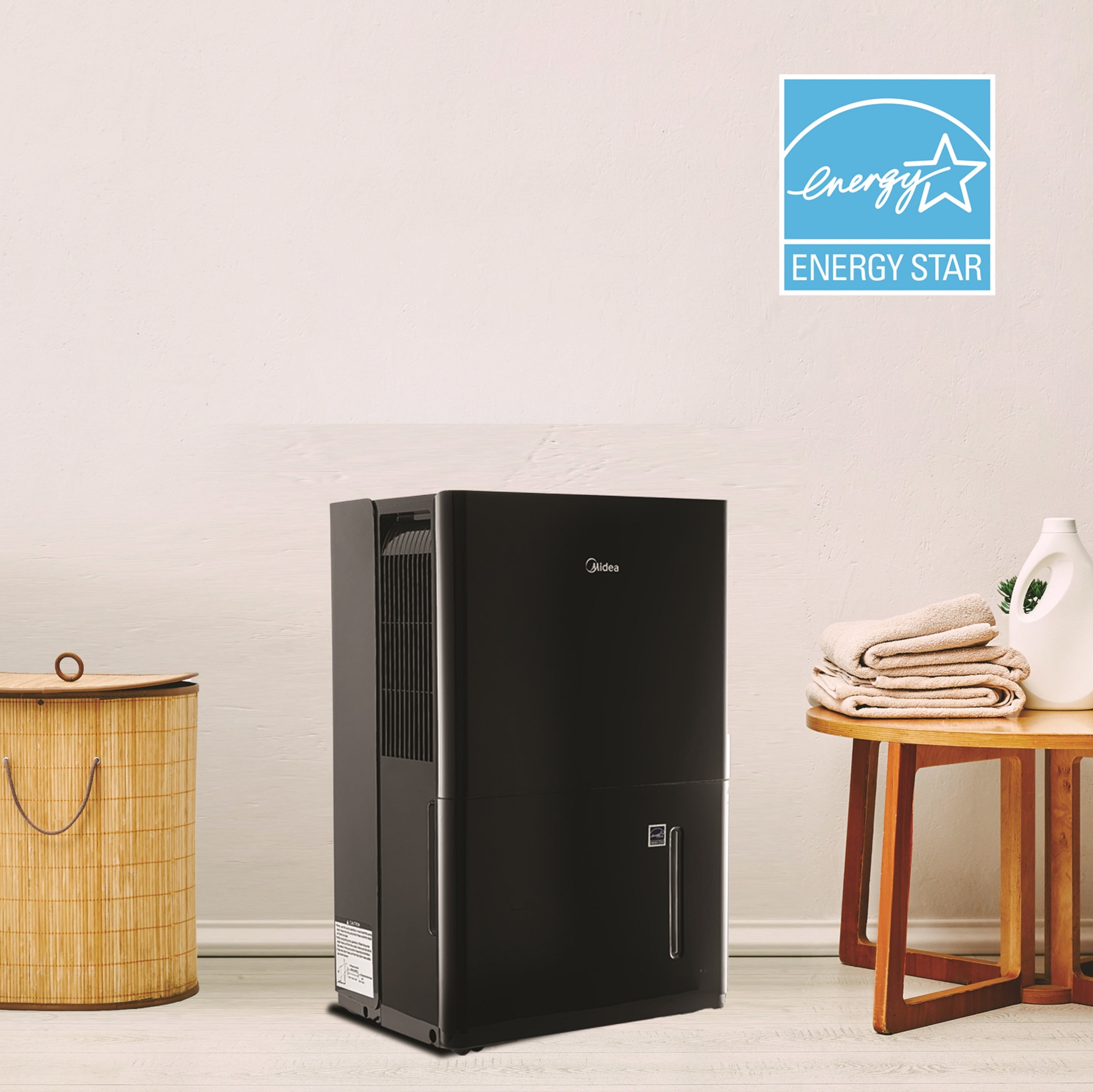 Midea 50-Pint Smart Dehumidifier with Pump - Wet Rooms, Energy Star, Black, MAD50PS1WBL