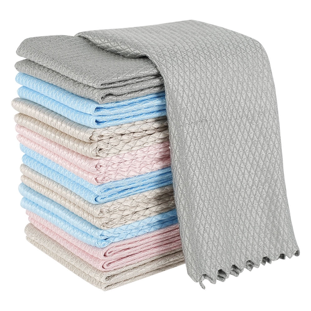 MLfire 10PCS Microfibre Cleaning Cloths Reusable Streak Free Kitchen Rags Cleaning Rag Lint Fish Scale Cloth Rags for Car Window Household Cleaning Rag No Traces Faded Absorbent Kitchen Rags