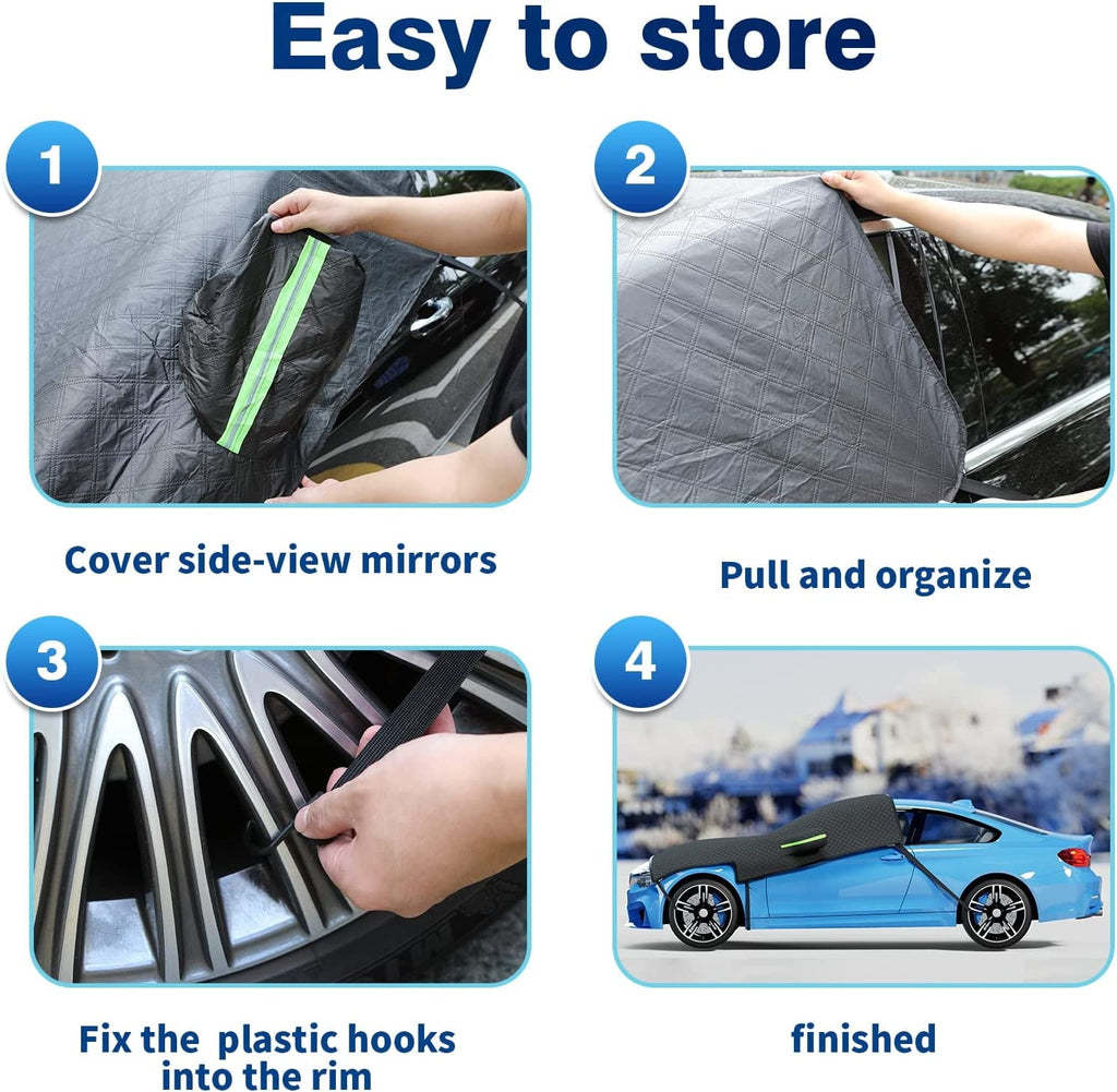 Uervoton Windshield Cover for Ice and Snow, Overall Upgrade Advanced Materials Car Windshield Snow Cover for Rain, Ice and Frost, Car Hood Wiper Mirror Waterproof Windshield Cover for Most Vehicles