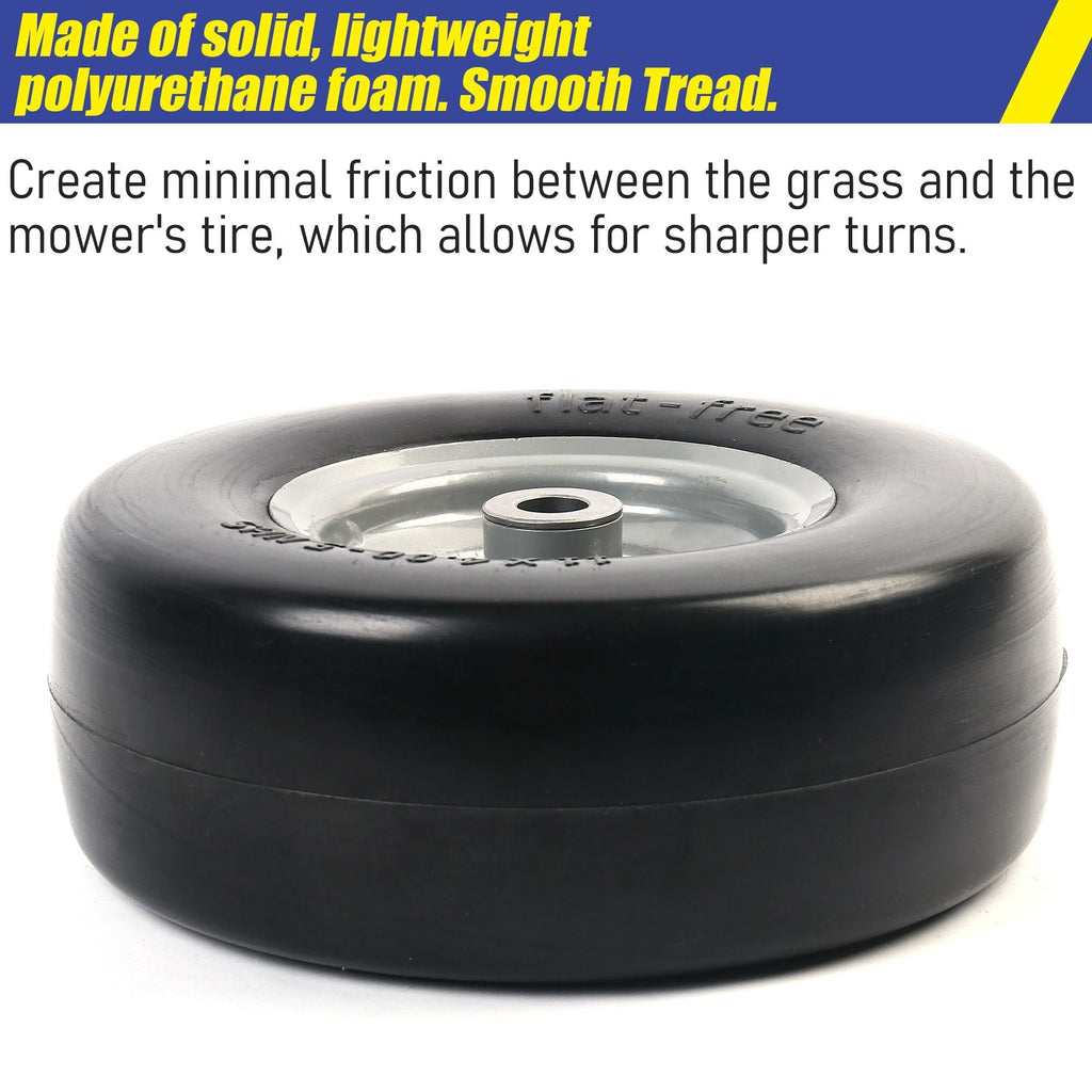 LotFancy 11x4.00-5 in Lawn Mower Tire on Wheel, Flat Free for Zero Turn Mowers