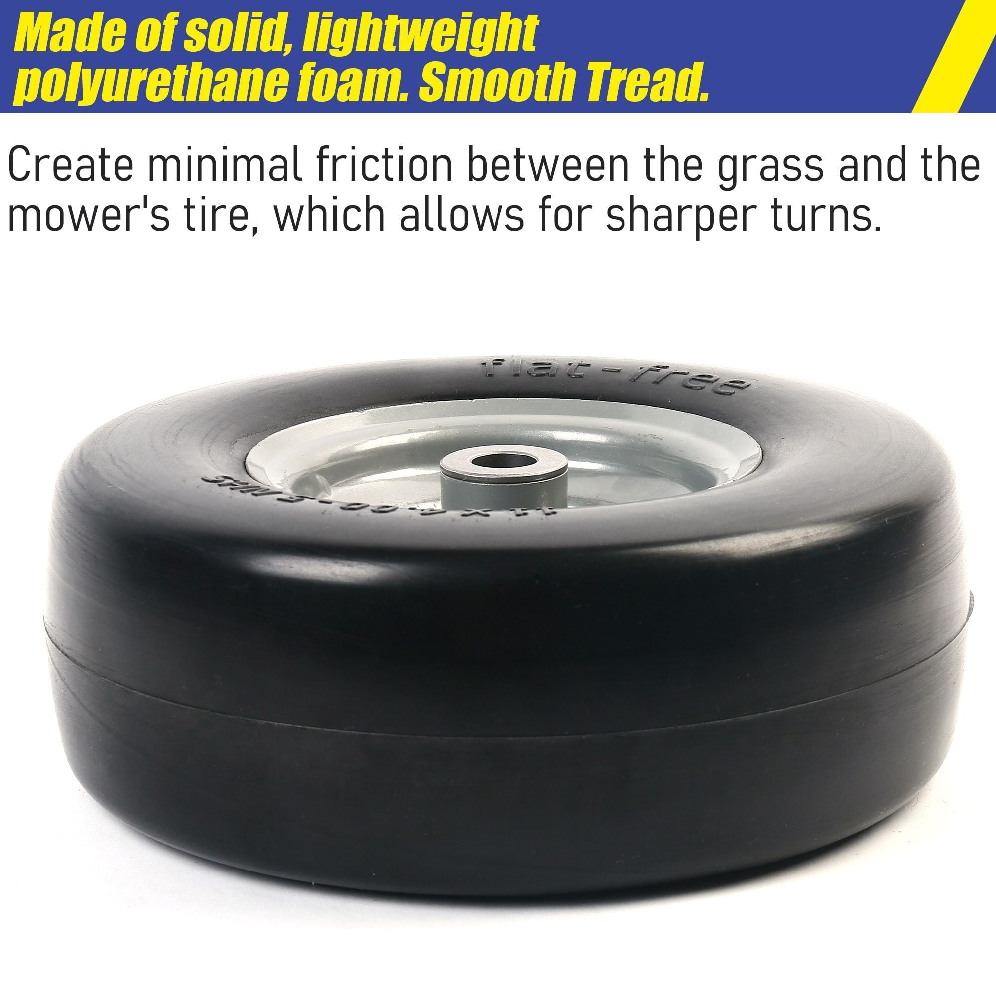 LotFancy 11x4.00-5 in Lawn Mower Tire on Wheel, Flat Free for Zero Turn Mowers