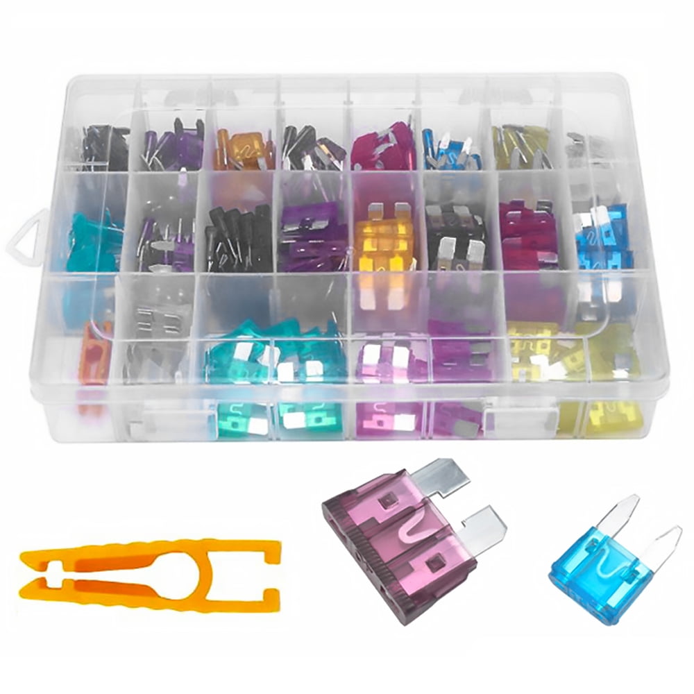 220Pc Car Fuses Assortment Kit Standard & Mini Size (2A/3A/5A/7.5A/10A/15A/ 20A/25A/30A/35A) , Replacement Fuses for Car/RV/Truck/Motorcycle/Boat