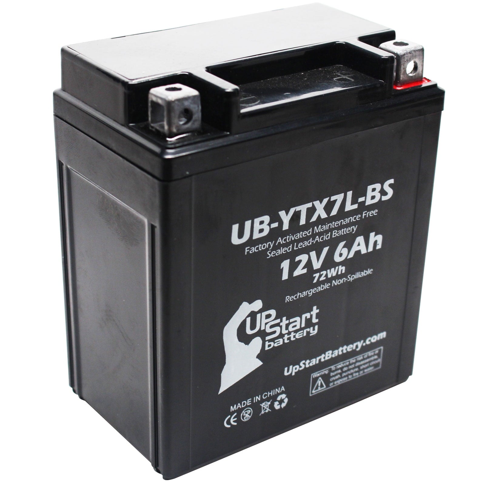 UpStart Battery Replacement 2002 Honda CMX250C Rebel 250CC Factory Activated, Maintenance Free, Motorcycle Battery - 12V, 6Ah, UB-YTX7L-BS