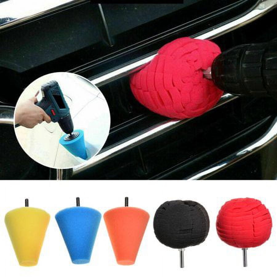 Polishing Sponge,5Pcs Car Polisher Buffing Cone Pads Polishing Ball Pad For Wheel Corner Kit Tool