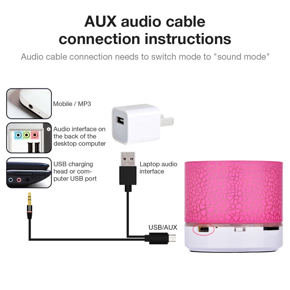 Top-Tech Portable ABS Bluetooth Speaker with 10m Effective Distance Small Sound Speaker Support TF Card/AUX/USB, Pink