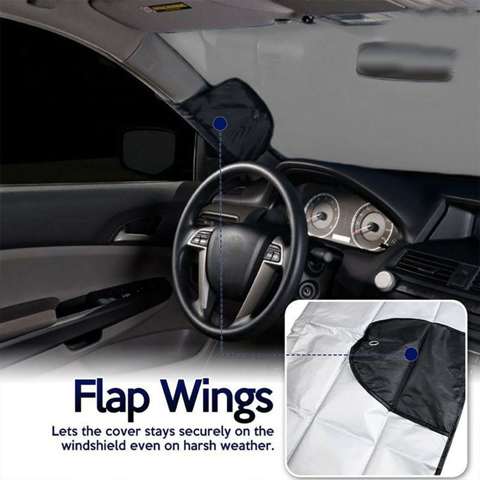Opolski Car Windshield Snow Cover Sunshade Cover Wear-resistant Waterproof UV-Protection Heat Protection Car Front Windshield Snow Cover for Winter Outdoor