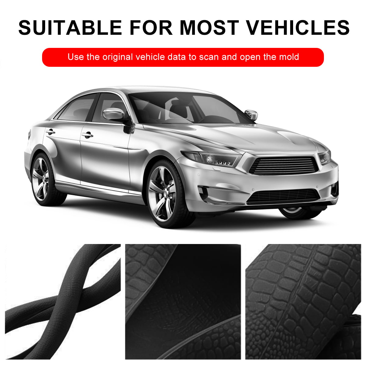 Toorise Silicone Auto Car Steering Wheel Cover Anti-Slip for 27-42CM Car Styling Steering Washable Easy to Install Wheel Protector Car Decoration Black Red Gray