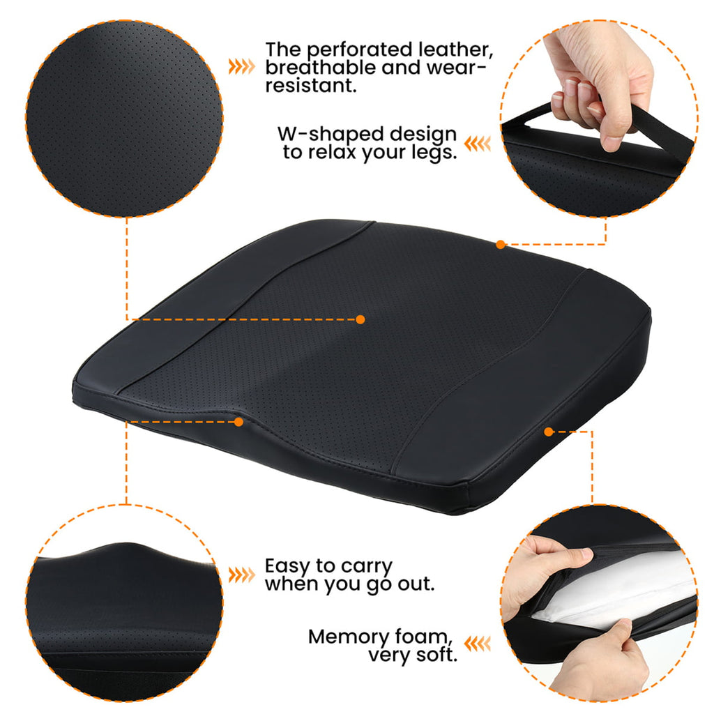 ELUTO High-Density Memory Foam Seat Cushion, Ergonomic Design for Office, Car, & Home Use with Waterproof & Non-Slip Features (Black)