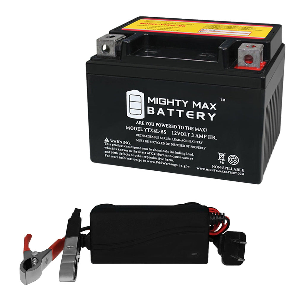 YTX4L-BS SLA Replaces RideOn Mower ATV Quad Buggy + 12V 1Amp Charger