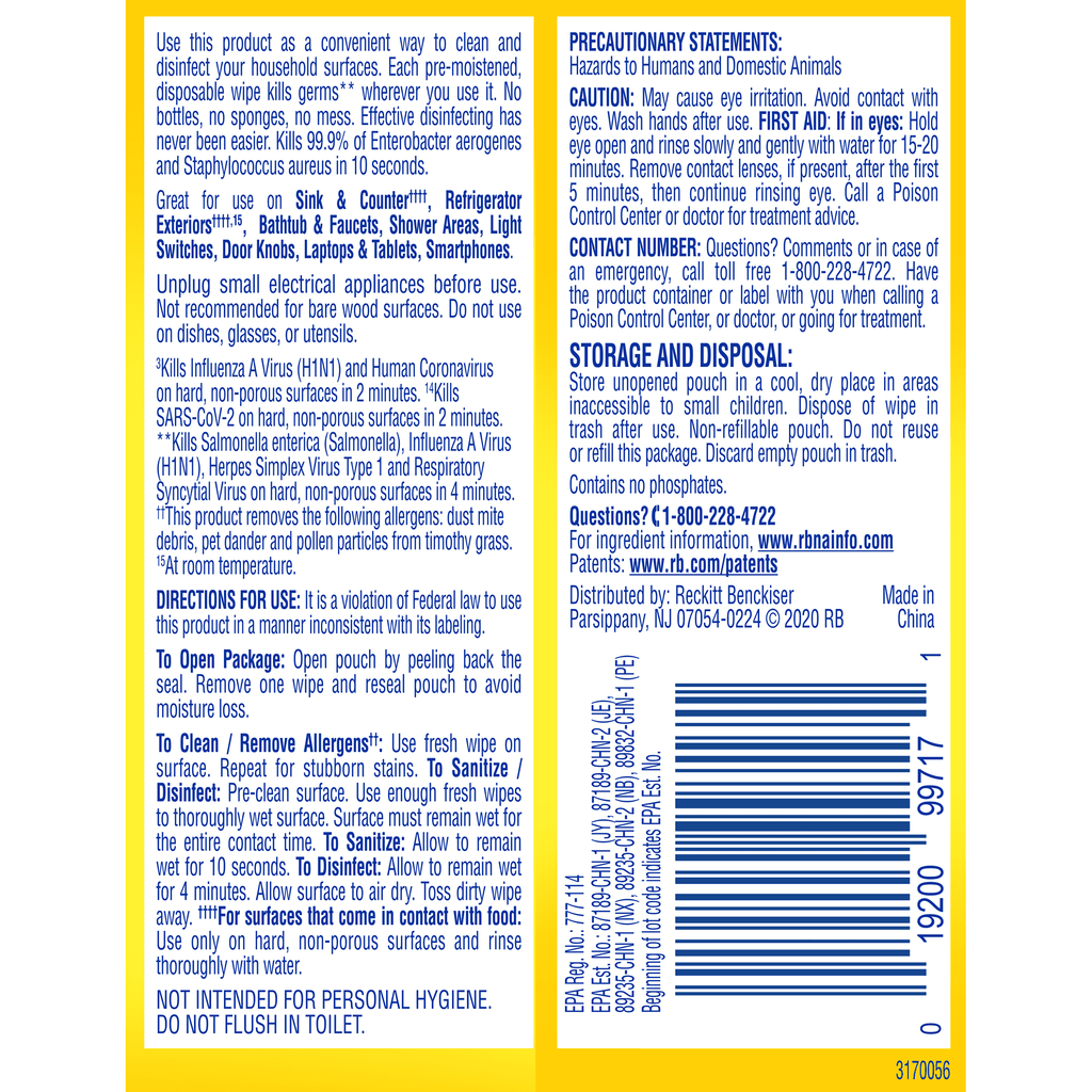 Lysol Disinfecting Wipes, Lemon & Lime Blossom To-Go Flatpack 15 ct.