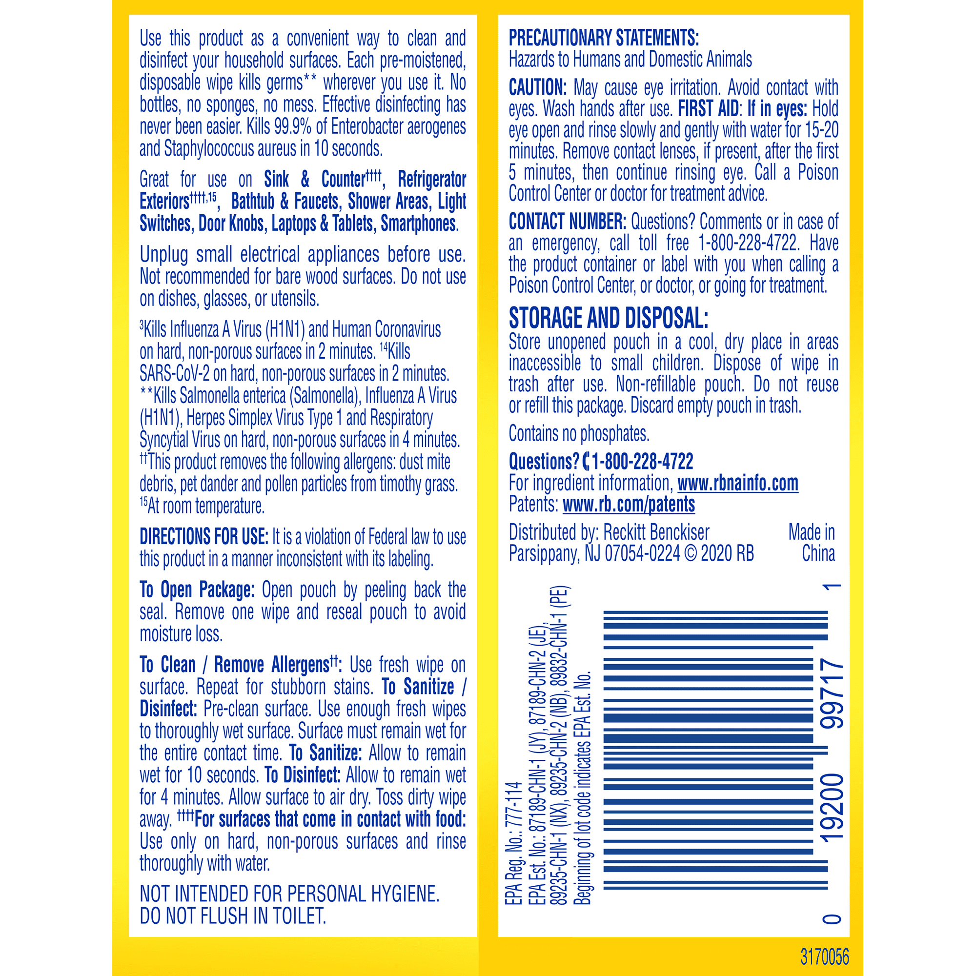 Lysol Disinfecting Wipes, Lemon & Lime Blossom To-Go Flatpack 15 ct.