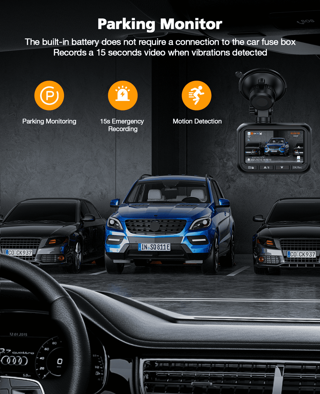 TOGUARD DC18 Dash Cam Front 1080P FHD 2.45" Dash Camera for Cars 170° Wide Angle Car Camera with Super Night Vision, WDR, G-Sensor, Loop Recording
