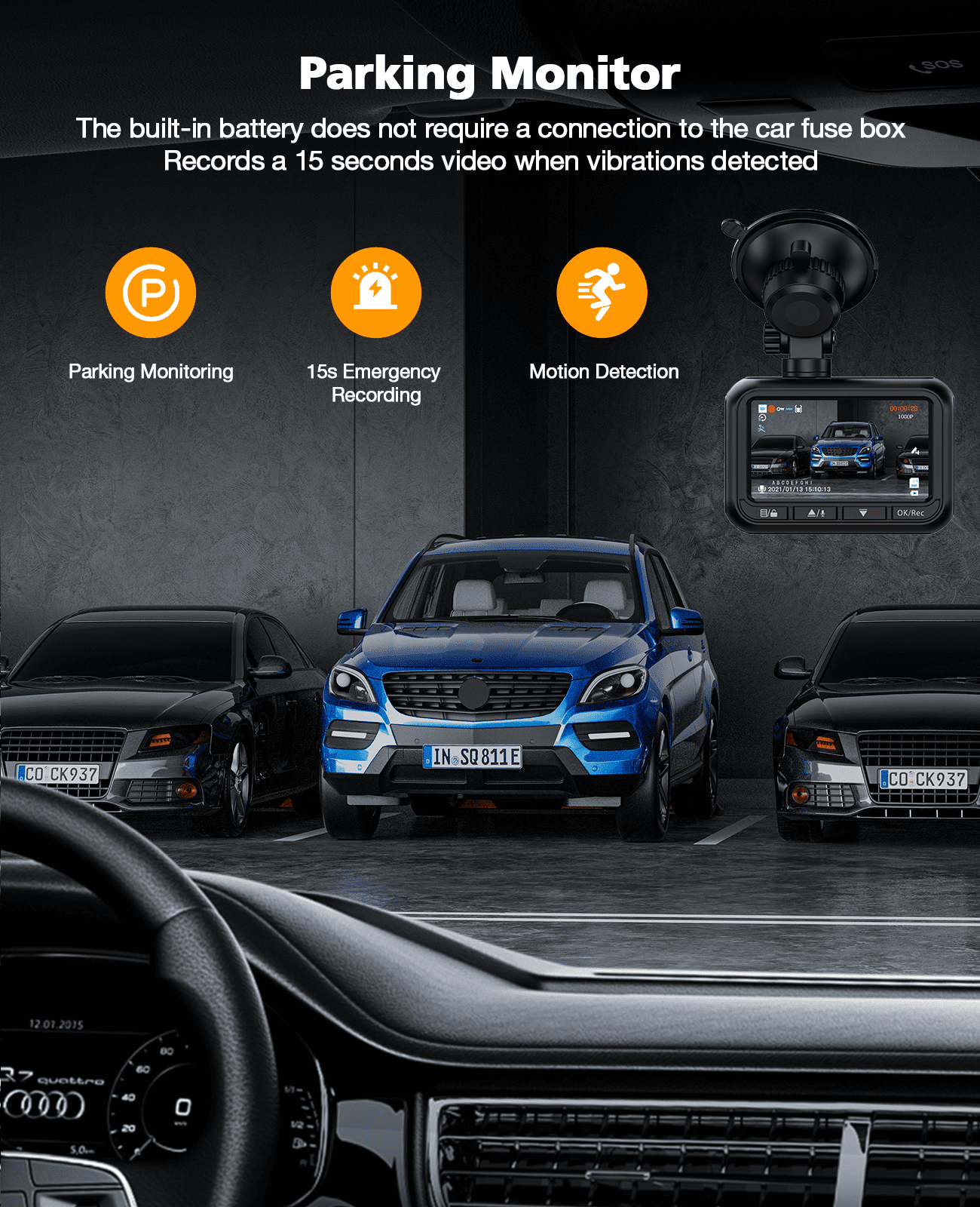 TOGUARD DC18 Dash Cam Front 1080P FHD 2.45" Dash Camera for Cars 170° Wide Angle Car Camera with Super Night Vision, WDR, G-Sensor, Loop Recording