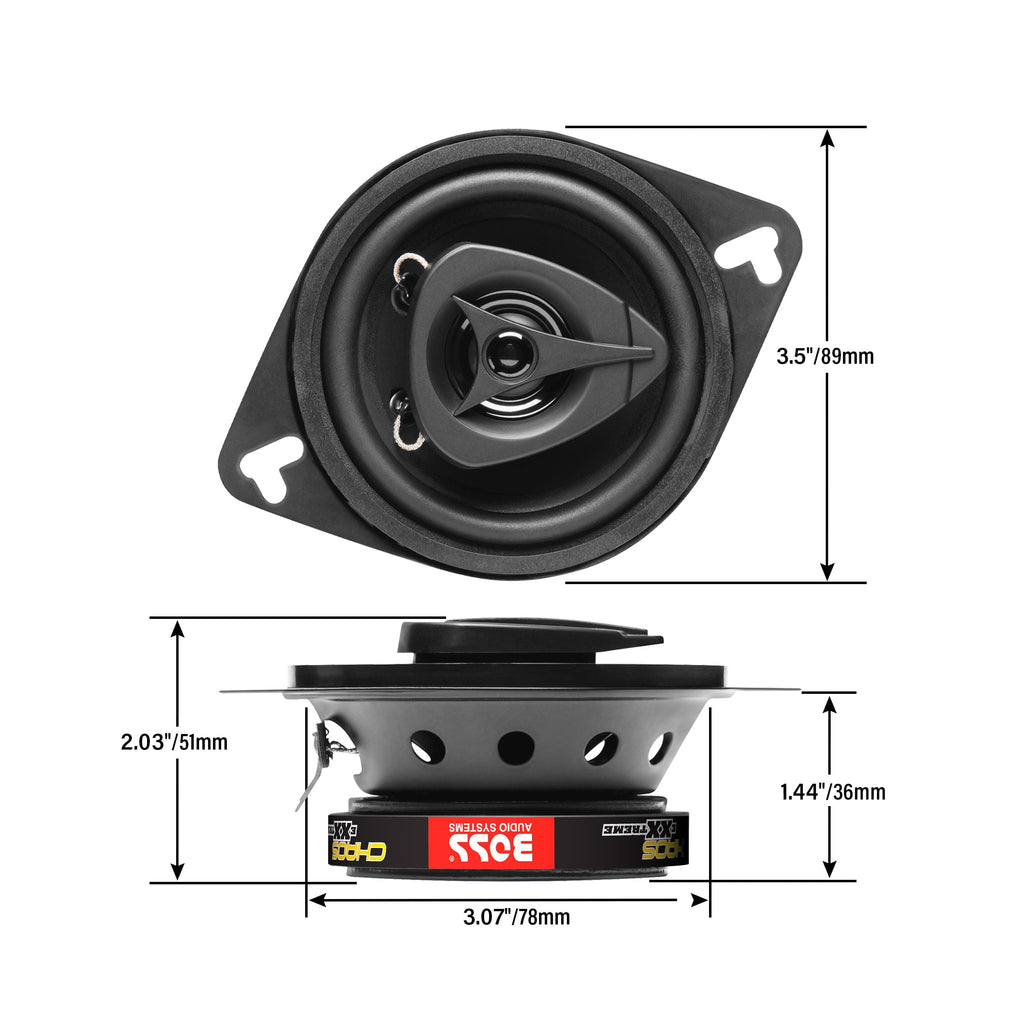 BOSS Audio Systems CH3220B Chaos Series 3.5 inch Car Stereo Door Speakers - 140 Watts Max, 2 Way, Full Range Audio, Tweeters, Coaxial, Sold in Pairs