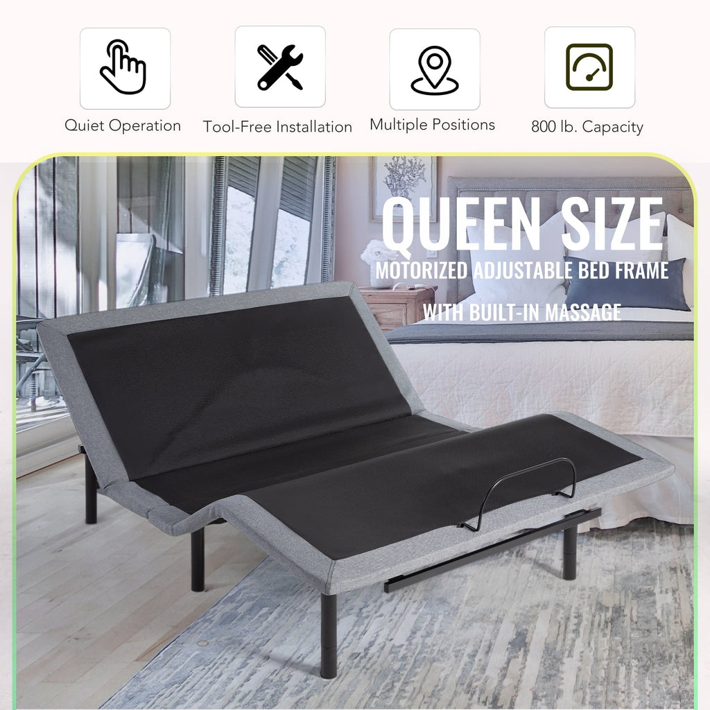 Bestco Motorized Queen Size Bed Frame with Remote Control, USB Ports and Massage