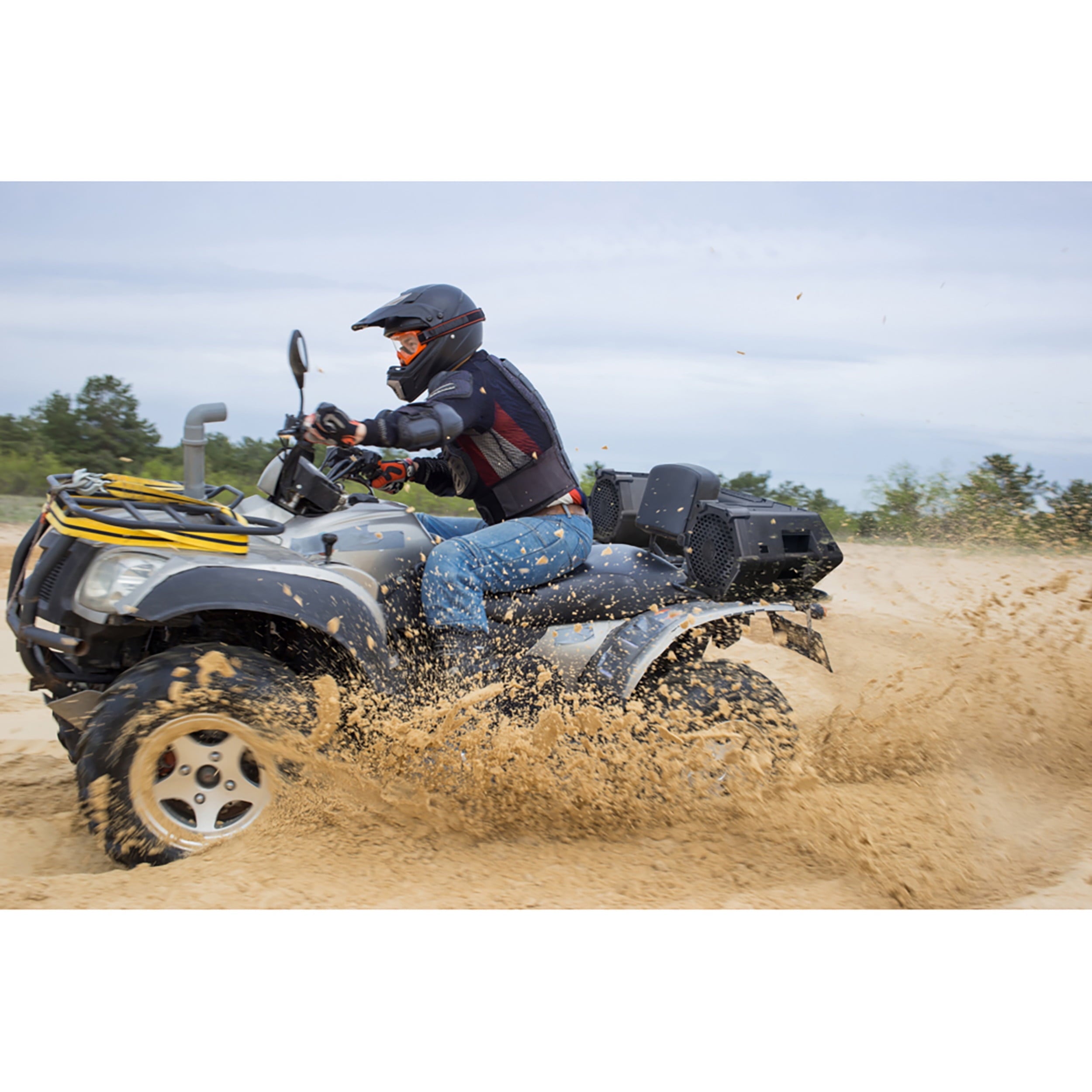 Planet Audio PATV85 ATV UTV Speaker System - 8 Inch Full Range Speakers, 1.5 Inch Tweeters, IPX5 Weatherproof, Bluetooth Audio, Built-in Amplifier, Built-in LED Lightbar, Hook Up To Stereo