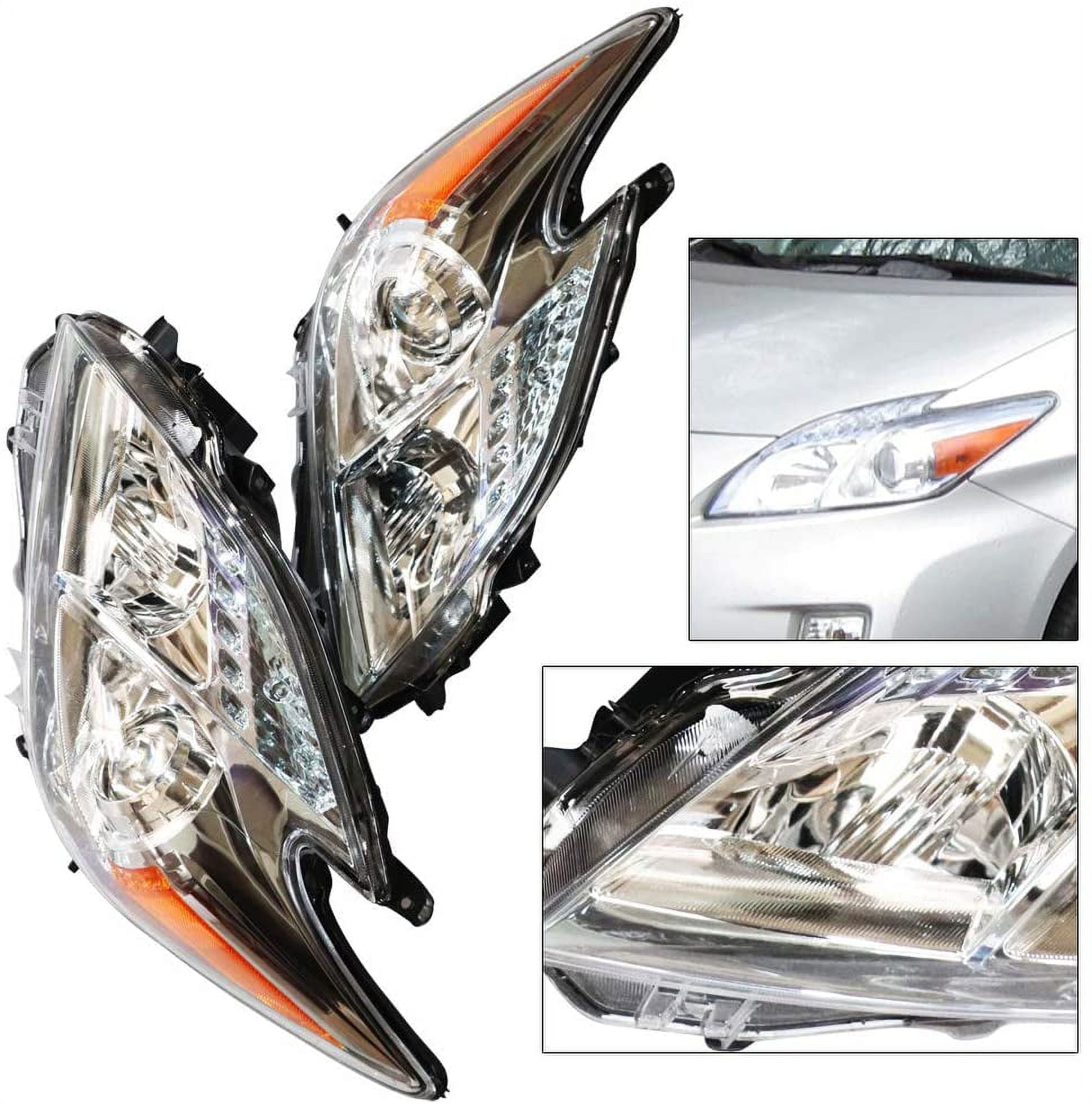 Anqidi Halogen Model LH+RH Headlights Headlamps Assembly Set for 2010-2011 Toyota Prius