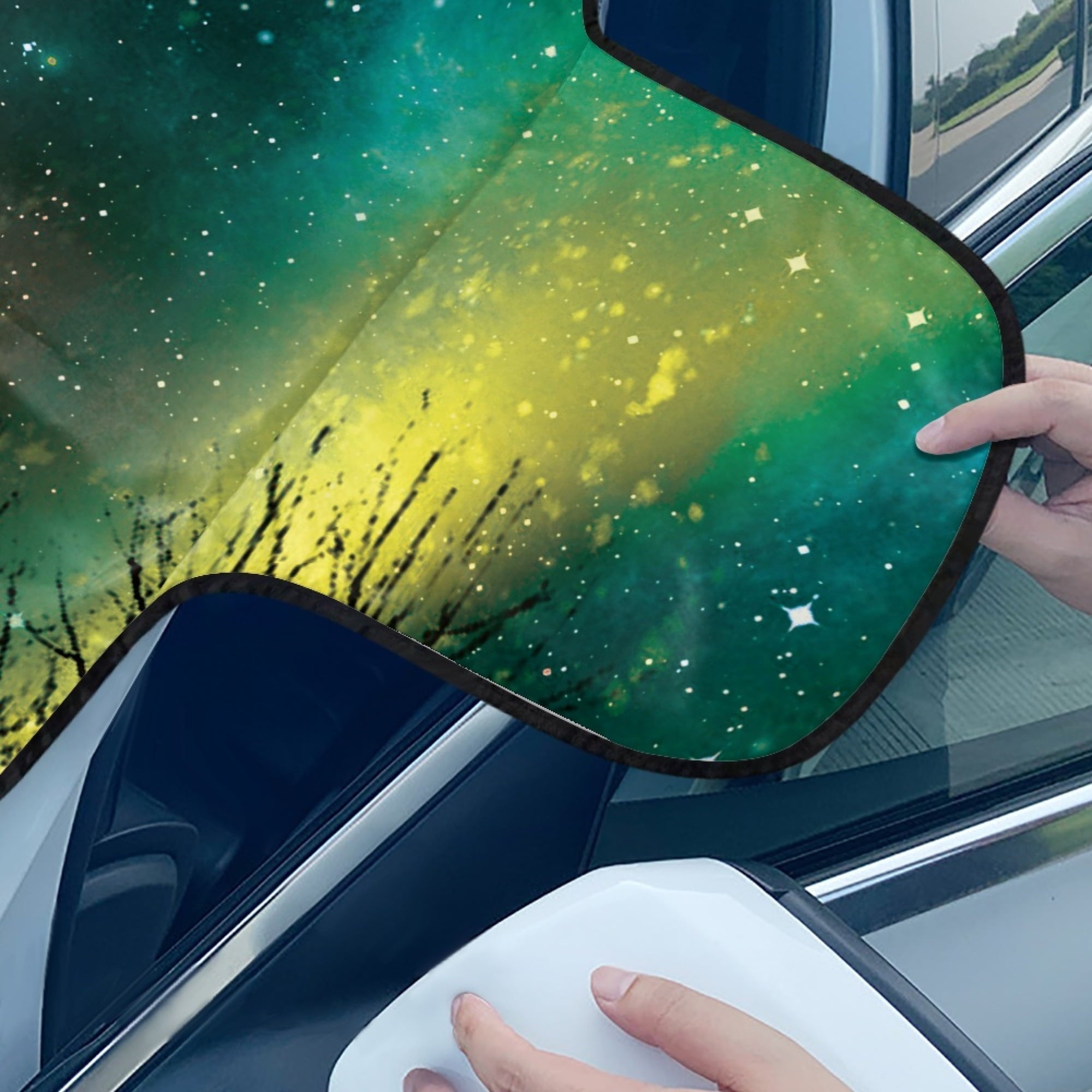 HOTYD Starry Sky Car Windshield Snow Covers Aluminum Film Material Waterproof Corrosion-Resistant Trucks SUVs Auto Vehicl 55.9x37.7 inches