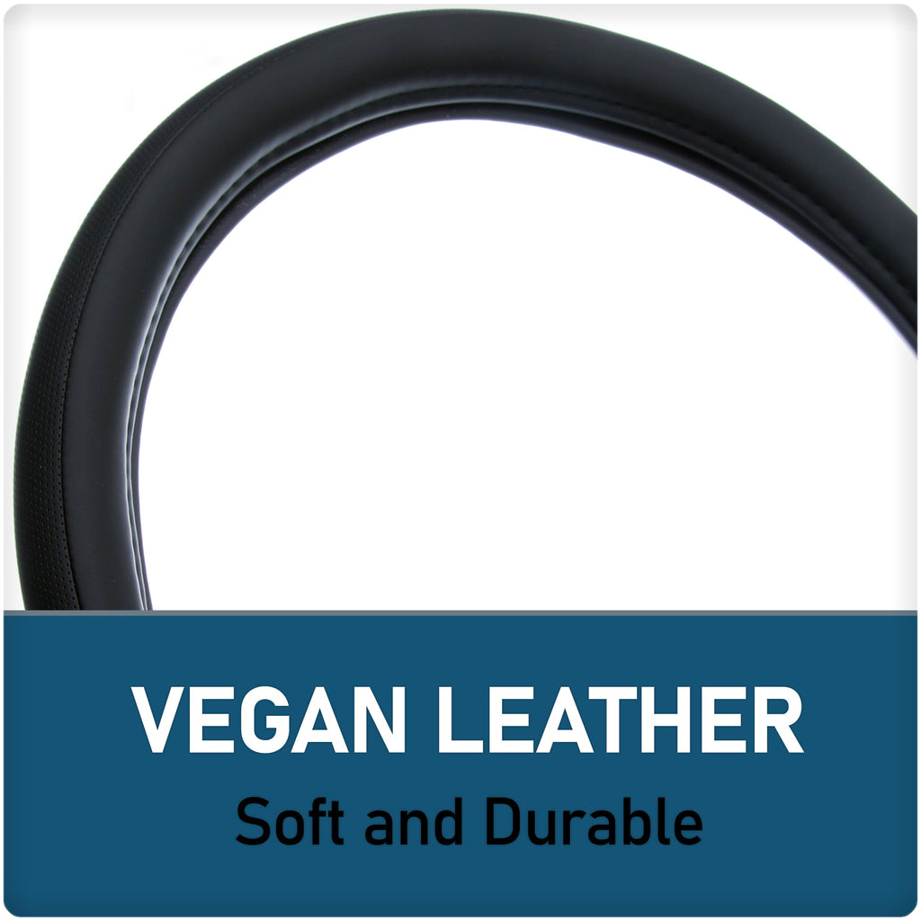 Custom Accessories Perforated Black Leatherette Steering Wheel Cover