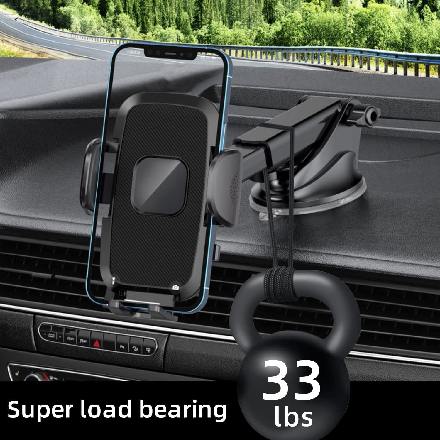 Charmount Car Phone Holder Mount, Cell Phone Holder for Car Dashboard Windshield Air Vent Compatible with iPhone 13 Pro Max 12 11 X XS XR 8 7, Samsung Galaxy S21 S20 S10+ All Phones