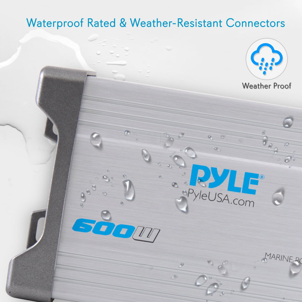 Pyle PLMRMP2A Waterproof 600 W 2 Channel Marine Power Audio Amplifier for Boats